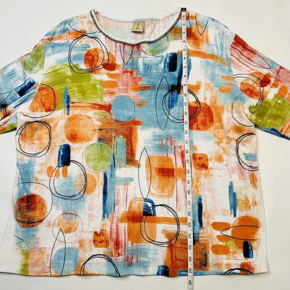 Jess Jane Shirt Women's XL Vienna Soft Knit 3/4 Sleeve Top Multicolor Art Wear - Picture 4 of 8